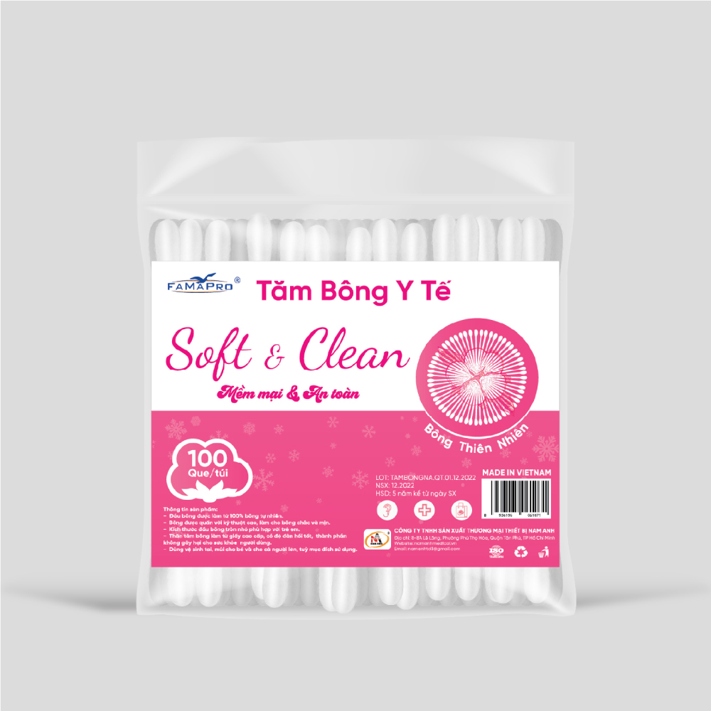 Tăm bông y tế Famapro 100 que/túi